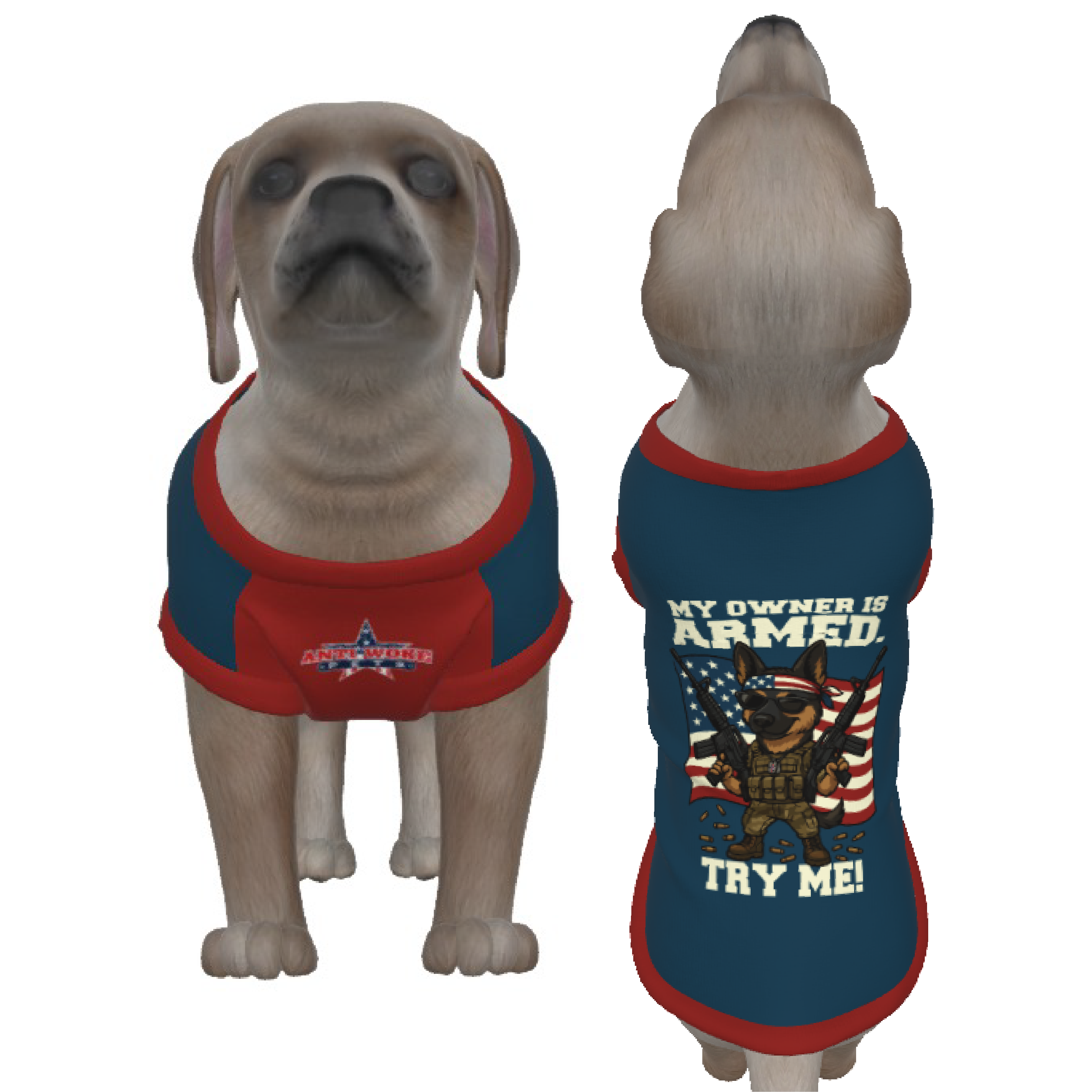 German Shepard- Navy Blue- My Owner Is Armed- Puppy Tank Top